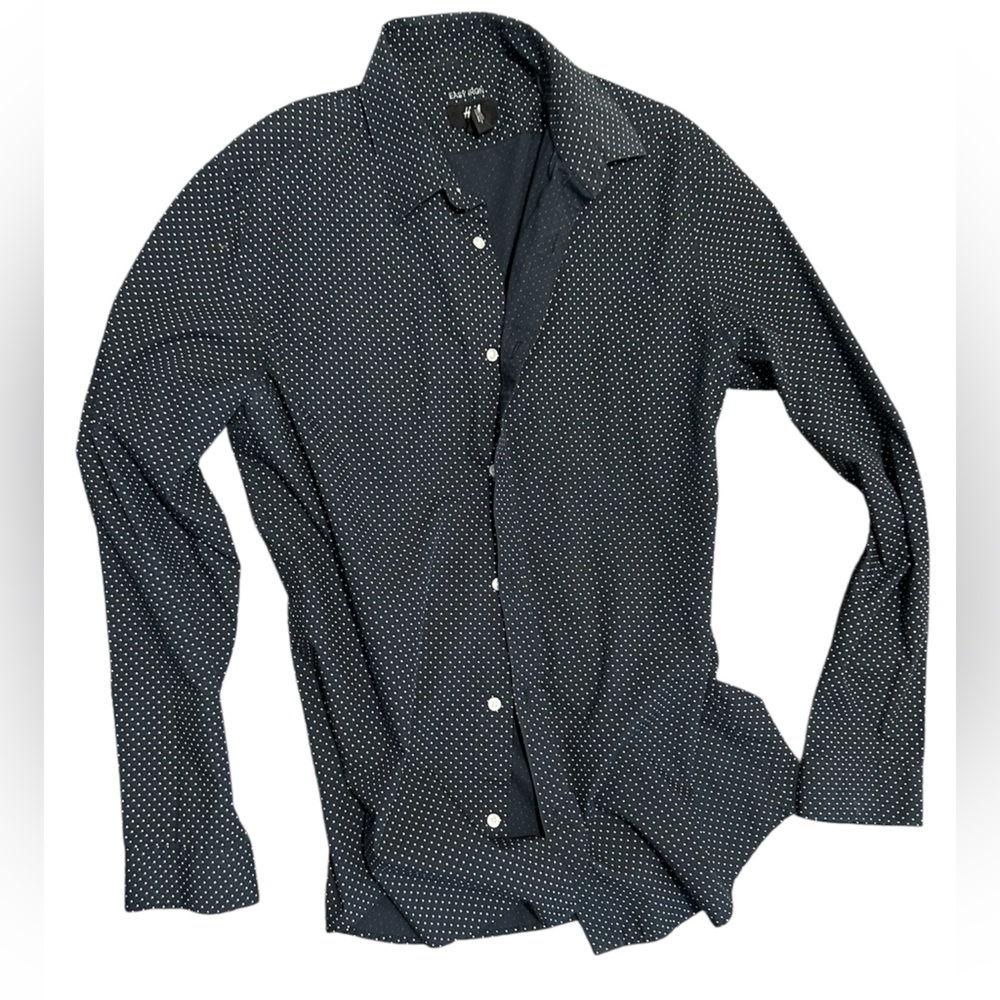 H&M Navy and White Polka Dot Shirt